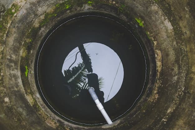 View down a water well shaft during cleaning and rehabilitation